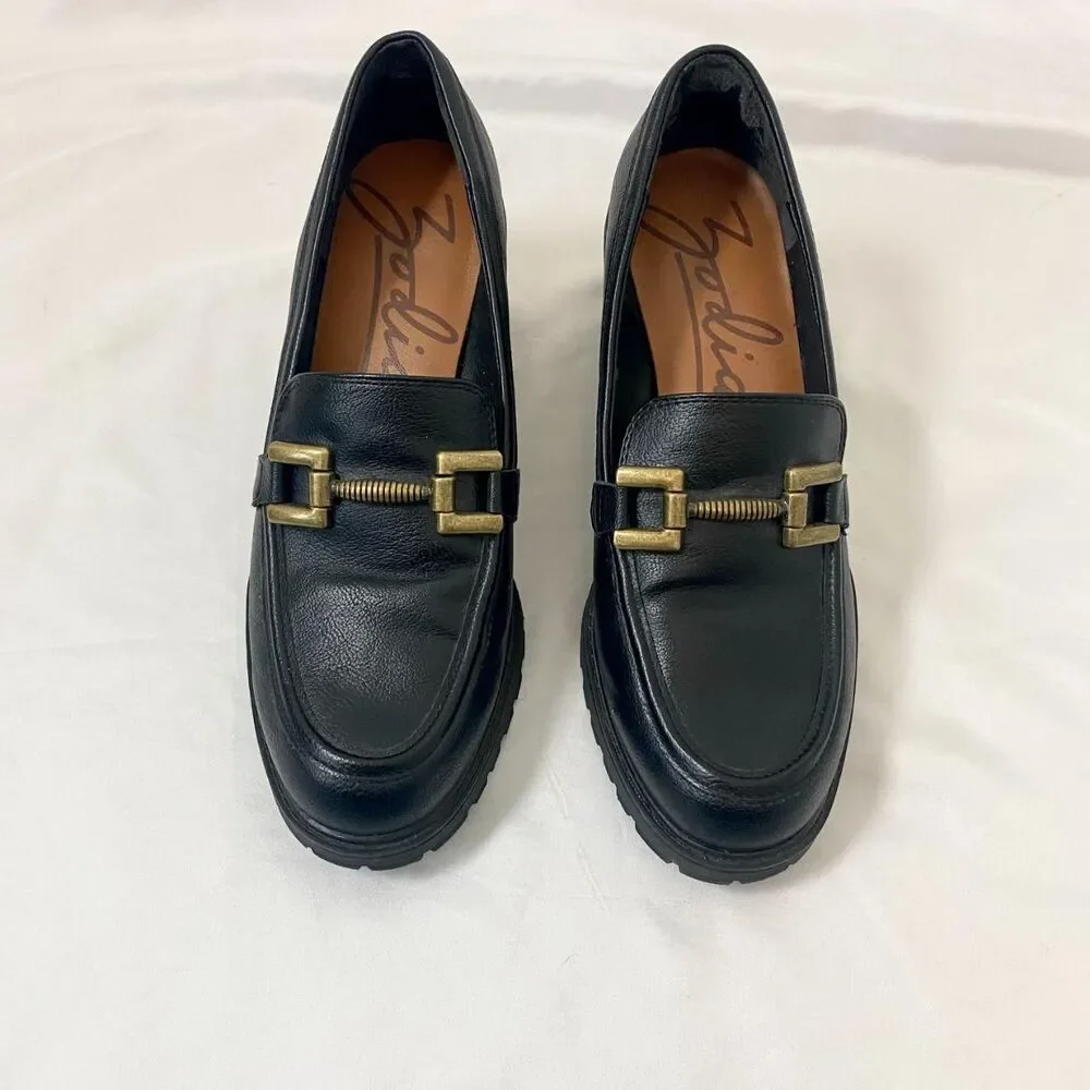 Zodiac 90s Style Chunky Destroyer Black Leather Platform Oxford Loafers  US 10